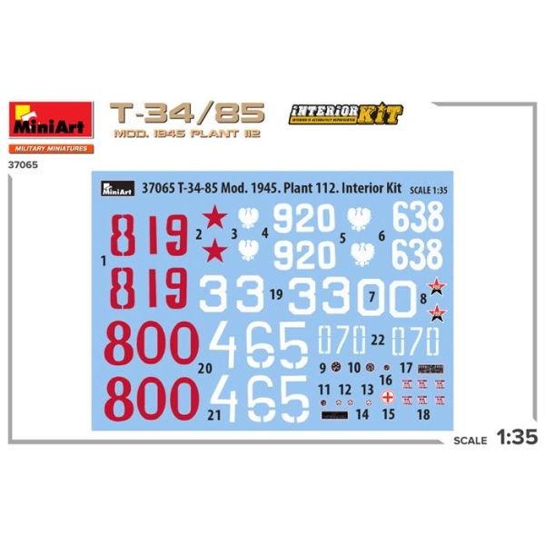 MiniArt 1:35 T-34-85 Mod 1945 Plant 112 Interior Kit