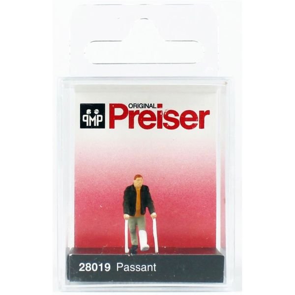 Preiser 28019 1/87 Ölçek, Koltuk Değnekli Adam, Boyanmış Plastik Figürü