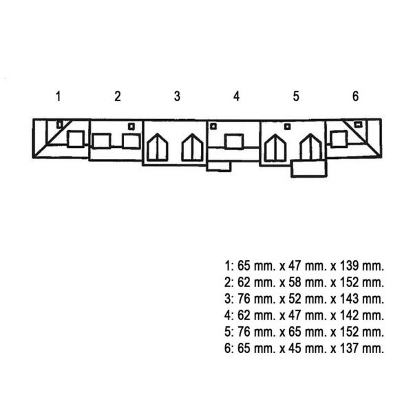 Faller 130430 1/87 Ölçek, Dış Cephesi Desenli Binalar ( 6 Adet ), Plastik Model Kiti