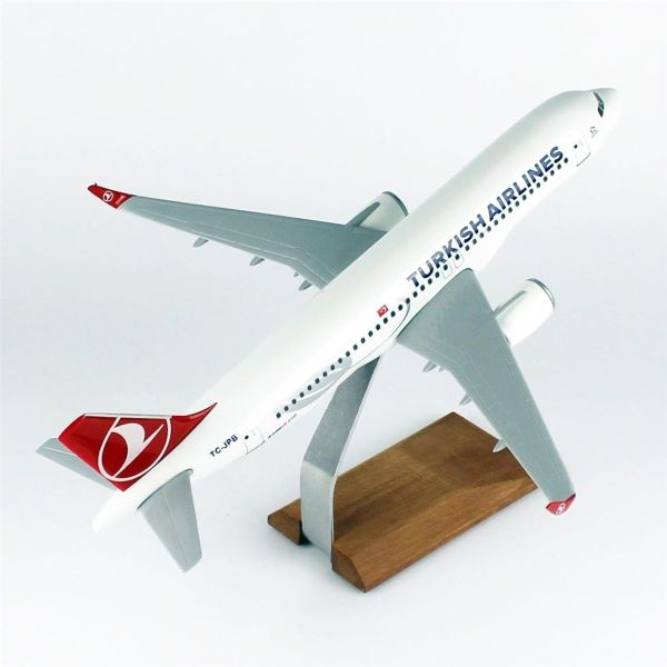 THY001 1/100 Ölçek, THY Neo Logolu A320 Yolcu Uçağı, Sergilemeye Hazır Ahşap Standlı Model