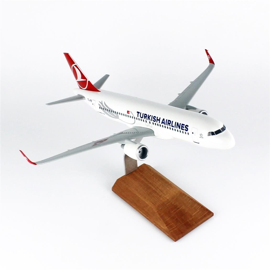 THY001 1/100 Ölçek, THY Neo Logolu A320 Yolcu Uçağı, Sergilemeye Hazır Ahşap Standlı Model