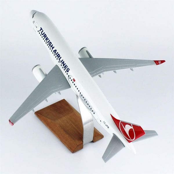 THY001 1/100 Ölçek, THY Neo Logolu A320 Yolcu Uçağı, Sergilemeye Hazır Ahşap Standlı Model