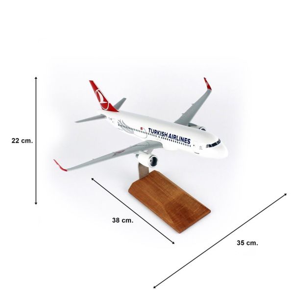 THY001 1/100 Ölçek, THY Neo Logolu A320 Yolcu Uçağı, Sergilemeye Hazır Ahşap Standlı Model