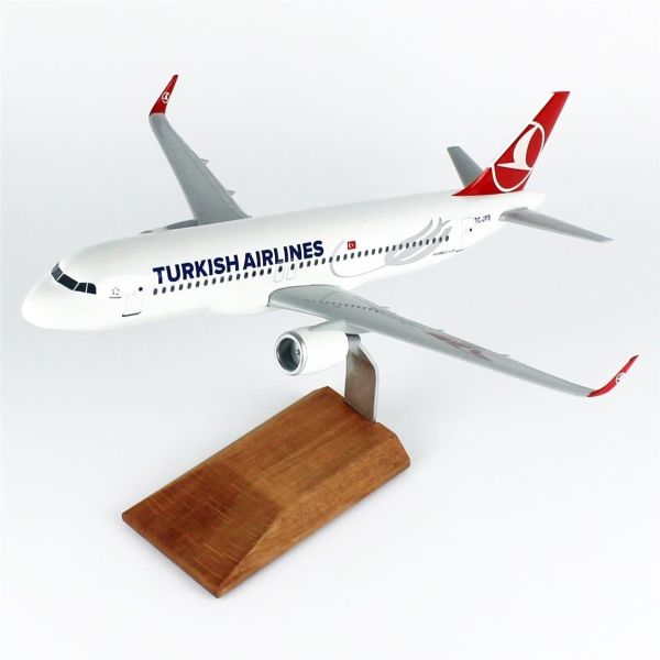 THY001 1/100 Ölçek, THY Neo Logolu A320 Yolcu Uçağı, Sergilemeye Hazır Ahşap Standlı Model