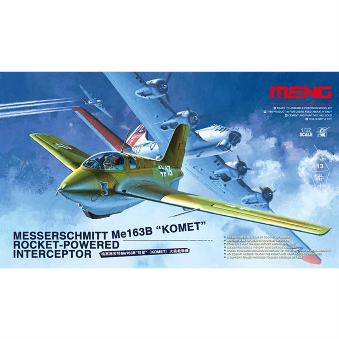 Meng QS-001 1/32 Ölçek, Messerschmitt Me163B (Komet) Savaş Uçağı, Plastik Model kiti