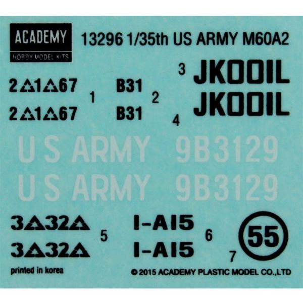 Academy 13296 1/35 Ölçek, Amerikan Army M60A2 PATTON Tankı, Plastik Model kiti