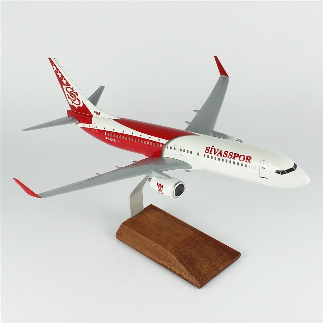 THY013 1/100 Ölçek, THY Sivas Spor B737-800 Yolcu Uçağı, Sergilemeye Hazır Ahşap Standlı Model