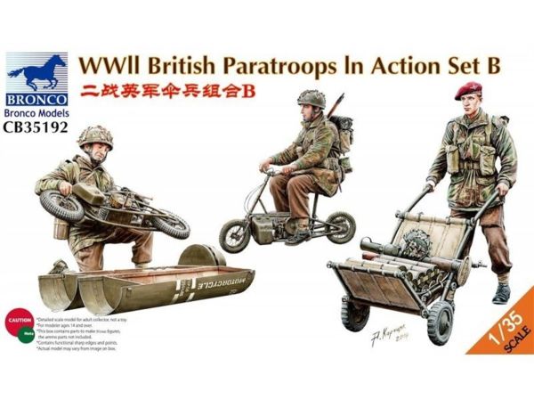 Bronco CB35192 1/35 Ölçek, WWII British Paratroops In Action Set, Plastik Model kiti