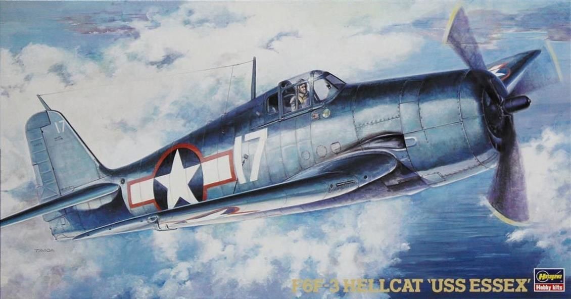 Hasegawa JT34 9134 1/48 Ölçek, F6F-3 Hellcat (USS Essex), Savaş Uçağı, Plastik Model kiti