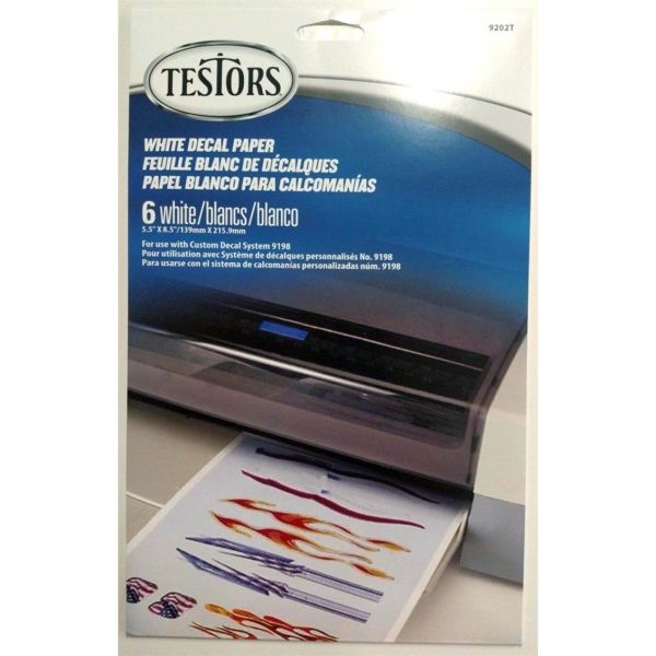 Testors 9202T Decal Paper White 6 Sheets