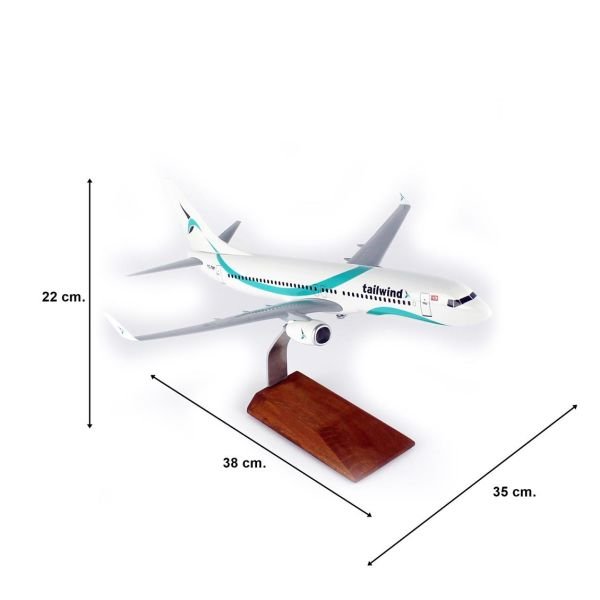 THY024 1/100 Ölçek, Tailwind Business B737-800 Yolcu Uçağı, Sergilemeye Hazır Ahşap Standlı Model