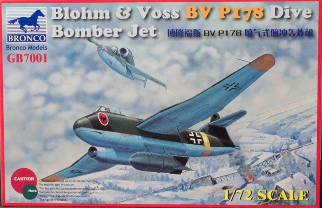 Bronco GB7001 1/72 Ölçek, Blohm and Voss BV P178 Dive Bomber Jet, Plastik Model kiti