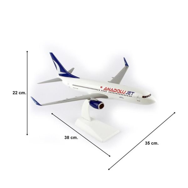 THY030 1/100 Ölçek, Anadolu Jet B737-800 Yolcu Uçağı, Sergilemeye Hazır Plastik Standlı Model