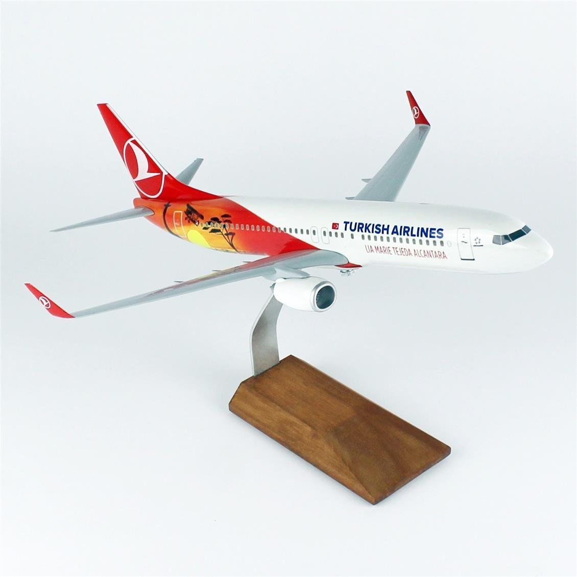 THY042 1/100 Ölçek, THY Nairobi B737-800 Yolcu Uçağı, Sergilemeye Hazır Ahşap Standlı Model