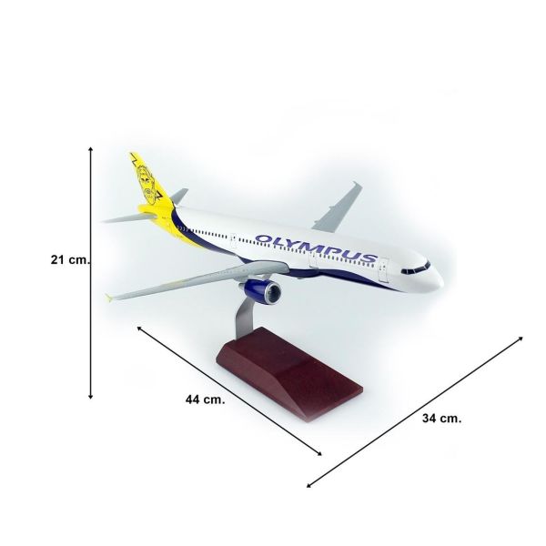 THY045 1/100 Ölçek, Olympus A321-200 Yolcu Uçağı, Sergilemeye Hazır Ahşap Standlı Model