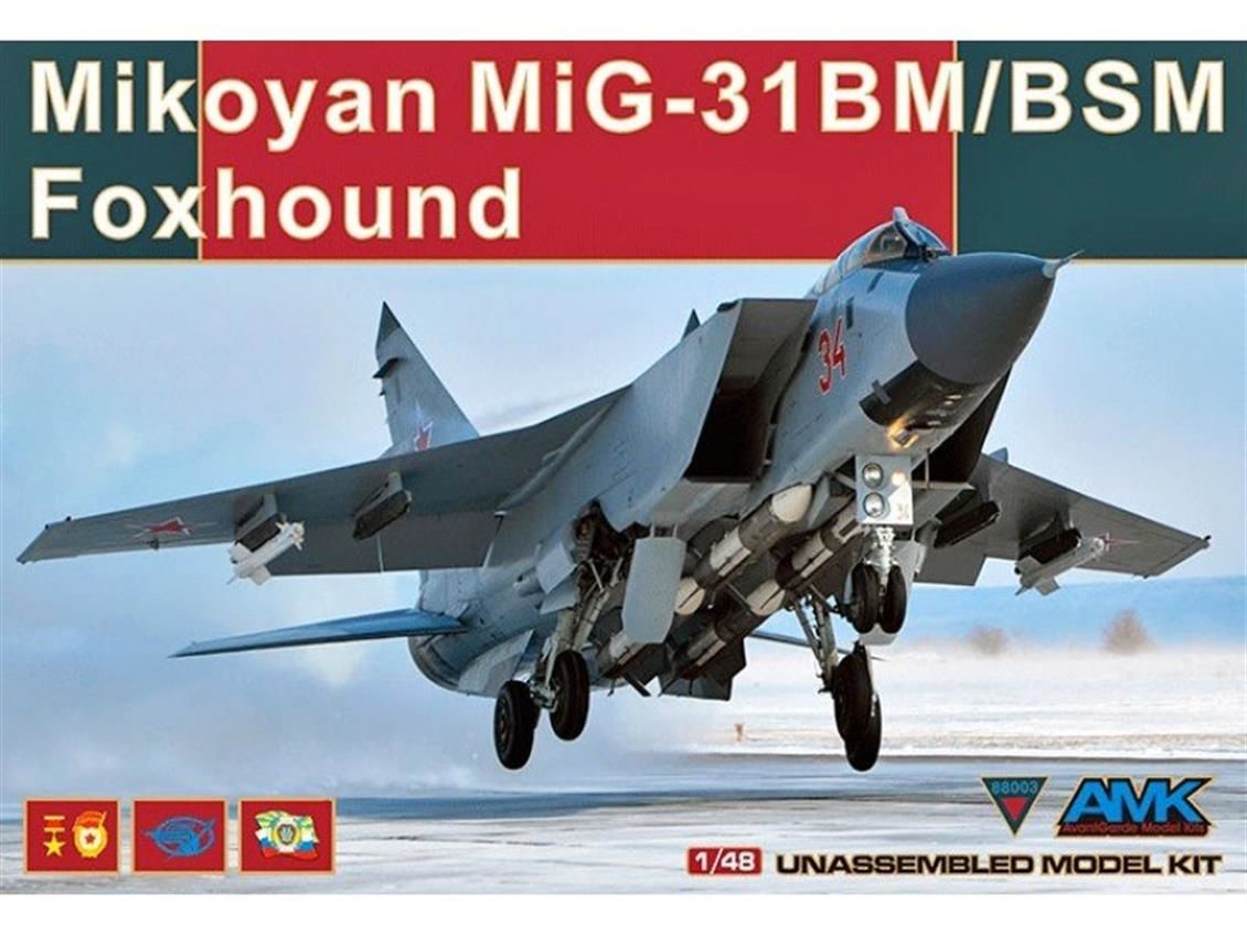 AMK 88003 1/48 Ölçek, Mikoyan MiG-31BM/BSM Foxhound, Savaş Uçağı, Plastik Model kiti