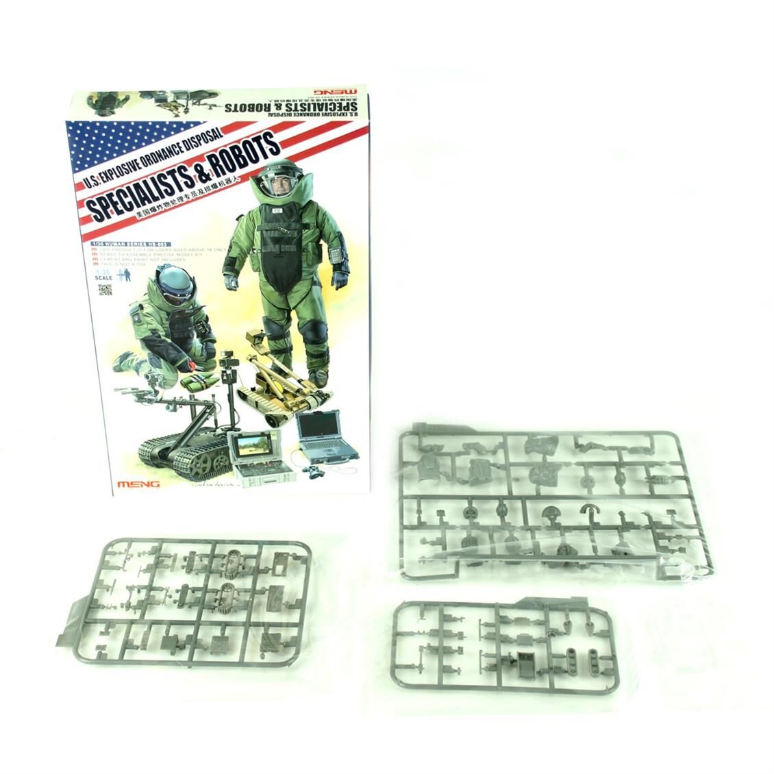 Meng HS-003 1/35 Ölçek, Bomba İmha Ekibi ve Robotları,4 Adet, Plastik Figür Model Kiti