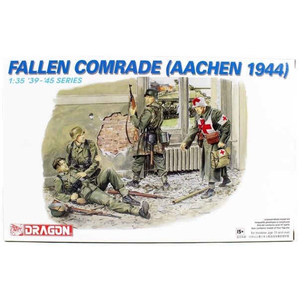 Dragon 6119 1/35 Ölçek, Yere Düşmüş Yoldaş ve Asker Figürleri (Aachen1944), Plastik Model Kiti