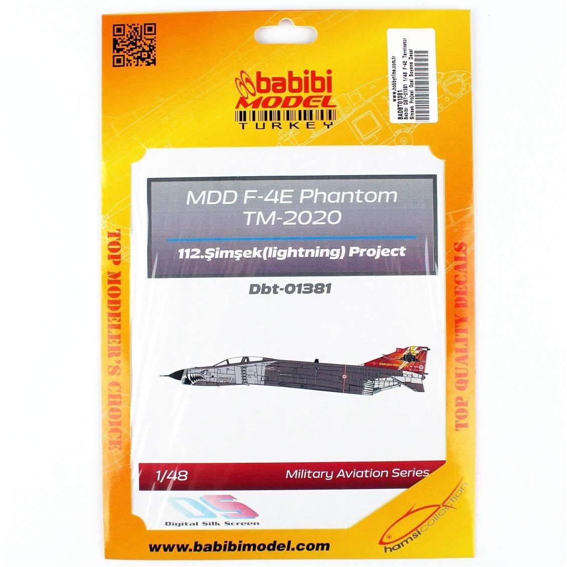 Babibi DBT-01381 1/48 Ölçek, F-4E Terminator Şimşek Projesi Özel Boyama, Dekal Çıkartma