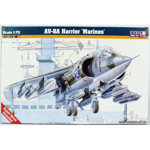 Mistercraft D084 1/72 Ölçek, AV-8A Harrier Marines Savaş Uçağı, Plastik Model kiti