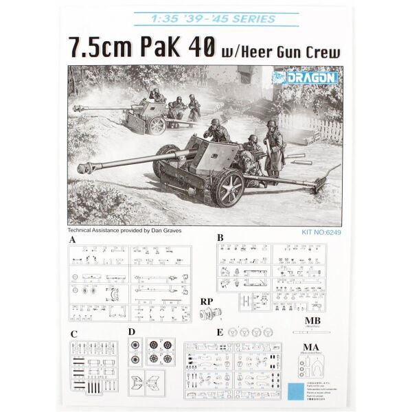 Dragon 6249 1/35 Ölçek, 7.5cm PaK 40 Çekli Topu ve Mürettebatı, Plastik Model Kiti