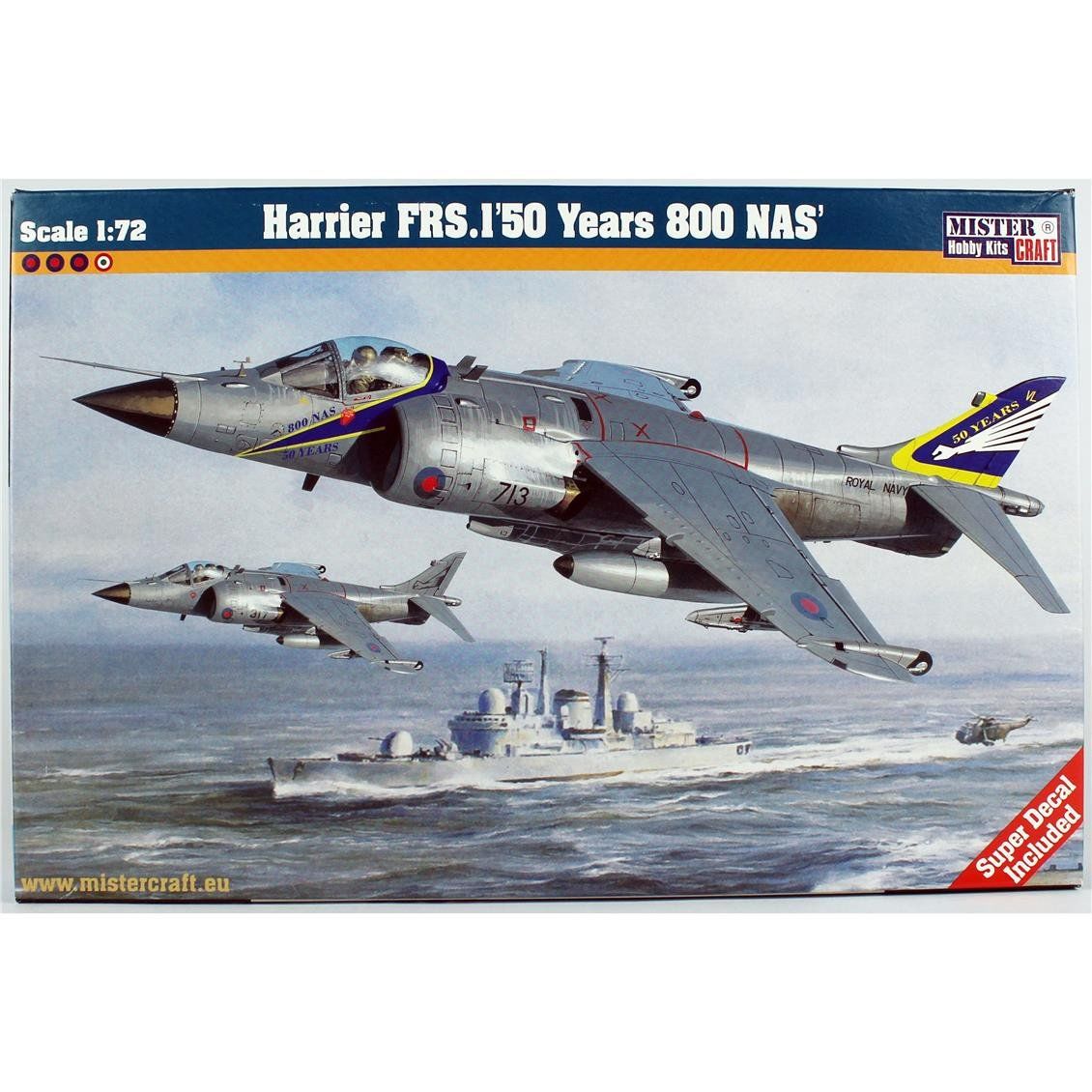 Mistercraft D101 1/72 Ölçek, Harrier FRS.1(50. Yıl 800 NAS) Savaş Uçağı, Plastik Model kiti