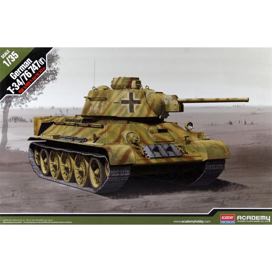 Academy 13502 1/35 Ölçek, T-34 747(R) Alman Versiyonu Tankı, Plastik Model kiti