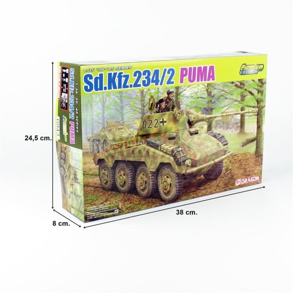 Dragon 6943 1/35 Ölçek, Sd.Kfz.234/2 Puma (Premium), Ağır Zırhlı Piyade Destek Aracı Plastik Modl Kiti