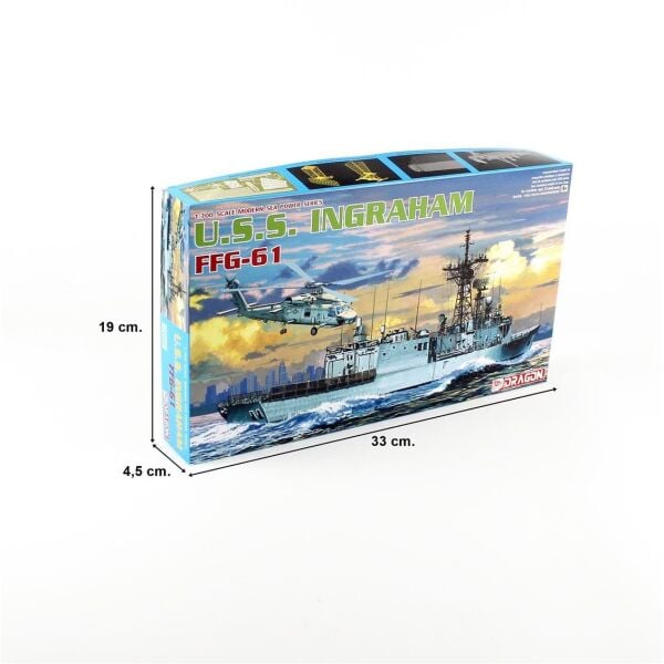 Dragon 7068 1/700 Ölçek, U.S.S. Ingraham FFG-61, Klasik Tahrikli Füze Firkateyni Plastik Model Kiti