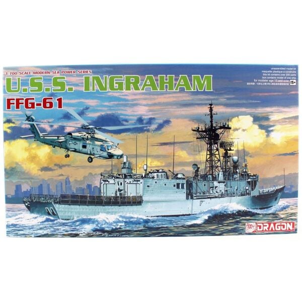 Dragon 7068 1/700 Ölçek, U.S.S. Ingraham FFG-61, Klasik Tahrikli Füze Firkateyni Plastik Model Kiti