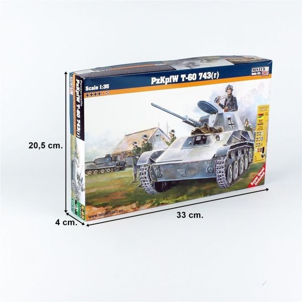 Mistercraft E003ST 1/35 Ölçek, PzKpfW T-60 743R Tankı, Plastik Model kiti, (12xBoya,2xFırça,Yapıştırıcılı Başlangıç Seti)