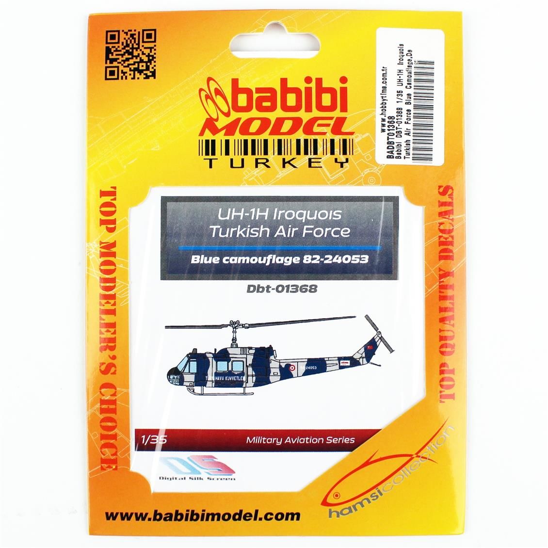 Babibi DBT-01368 1/35 Ölçek, UH-1H Irak Türk Hava Kuvvetleri Mavi Kamuflajı, Dekal Çıkartma