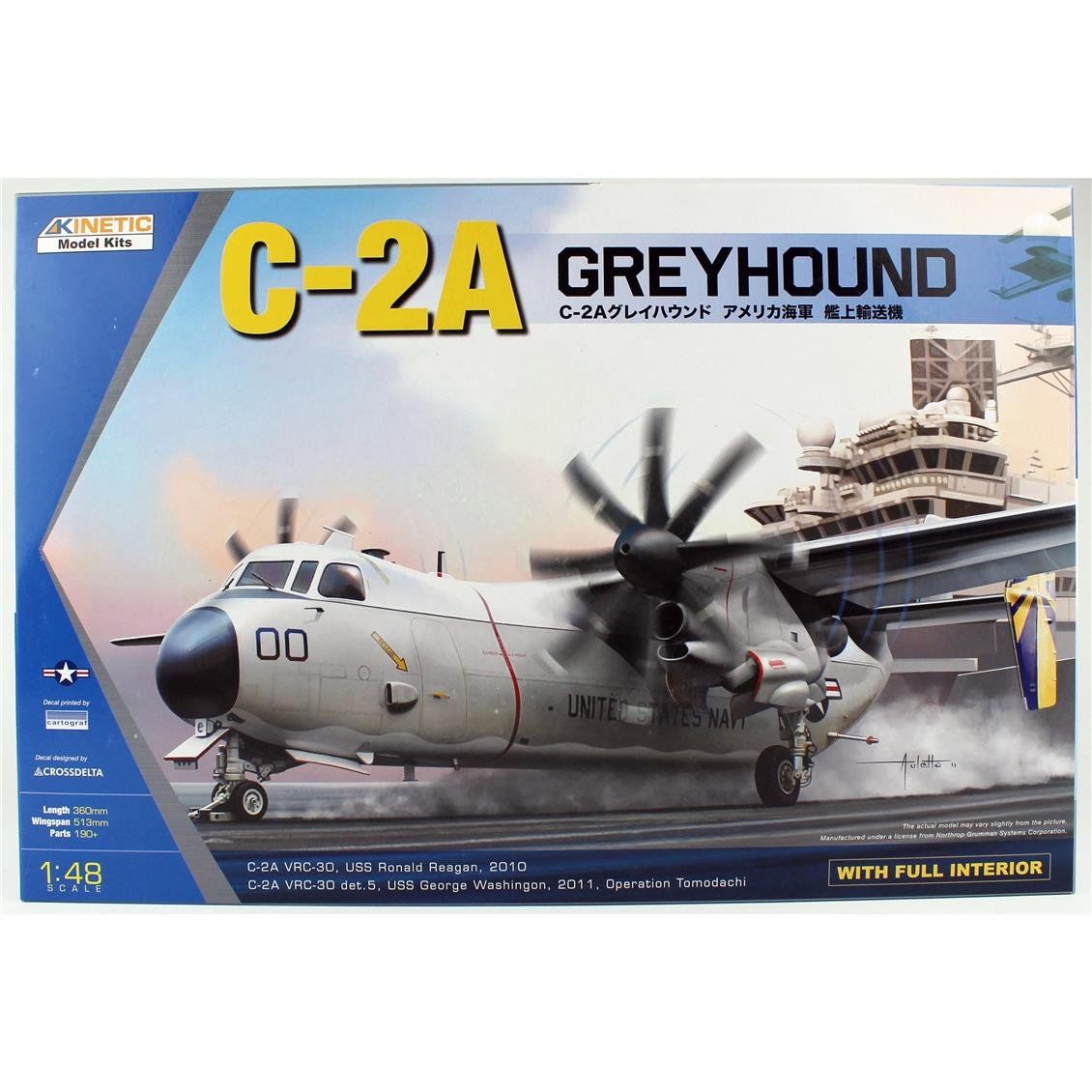 Kinetic K48025 1/48 Ölçek, C-2A Greyhound Savaş Uçağı, Plastik Model kiti