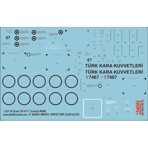 Babibi DBT-01350 1/35 Ölçek, CH-47F Kara Kuvvetleri, Dekal Çıkartma