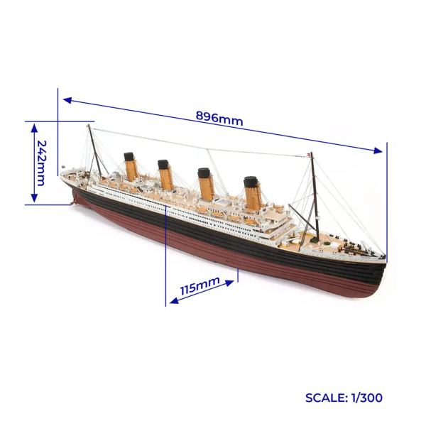 Occre 14009 1/300 Ölçek, RMS Titanic, 90 cm. Yolcu Gemisi, Ahşap Model Kiti