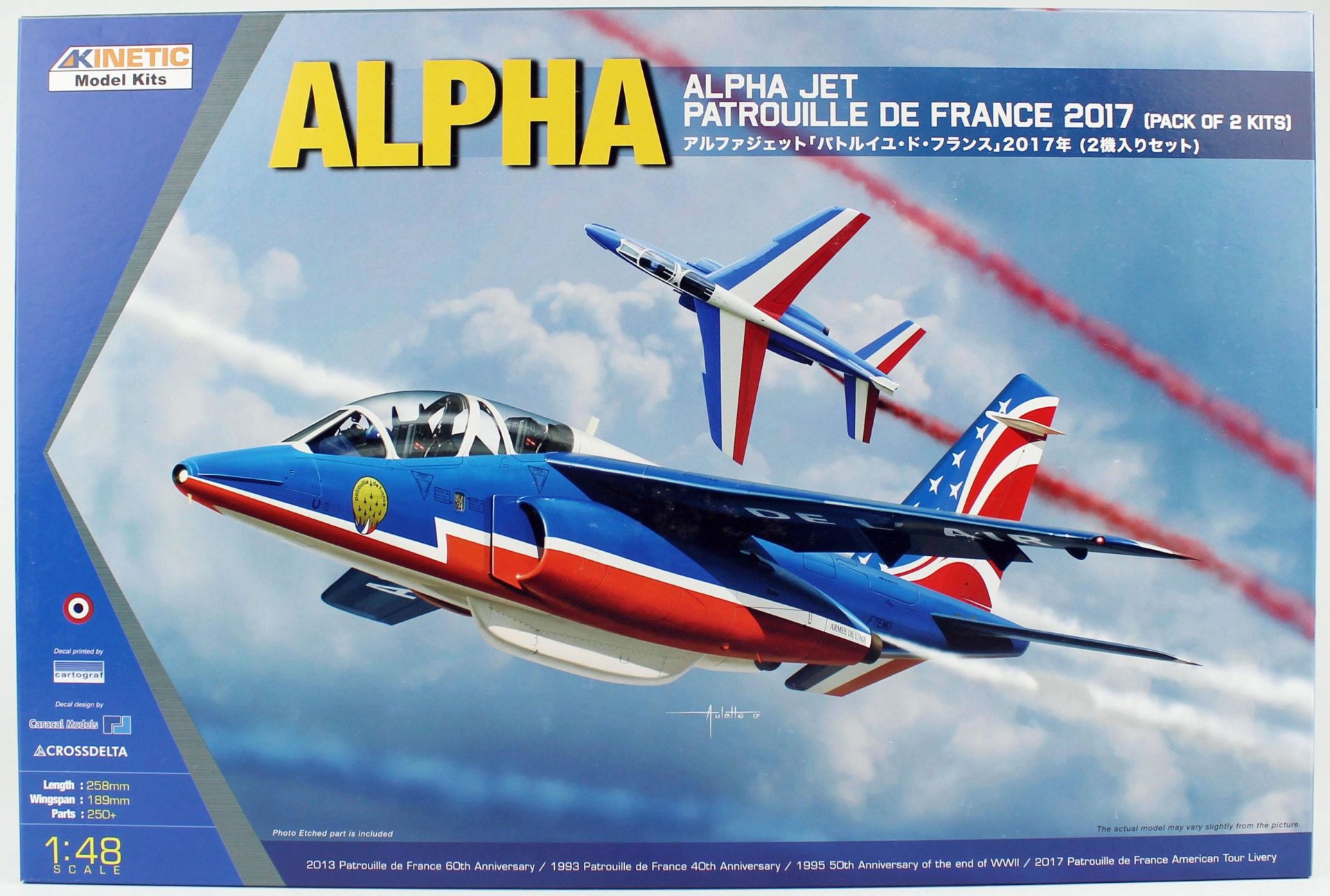 Kinetic K48064 1/48 Ölçek, Alpha Jet (Patrouille de France 2017) (2-in-1) Savaş Uçağı, Plastik Model kiti