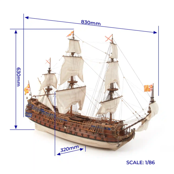 Occre 15002 1/86 Ölçek, San Felipe, 83 cm. Yelkenli İspanyol Savaş Gemisi, Ahşap Model Kiti