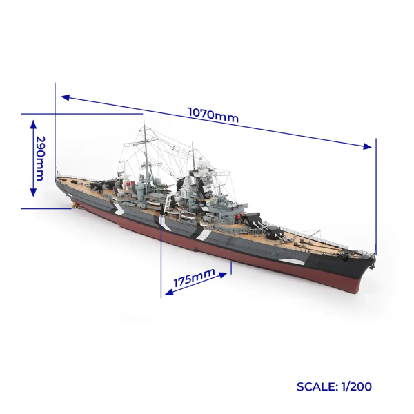 Occre 16000 1/200 Ölçek, Prinz Eugen, 107 cm. Ağır Alman Kruvazörü,  Ahşap Model Kiti