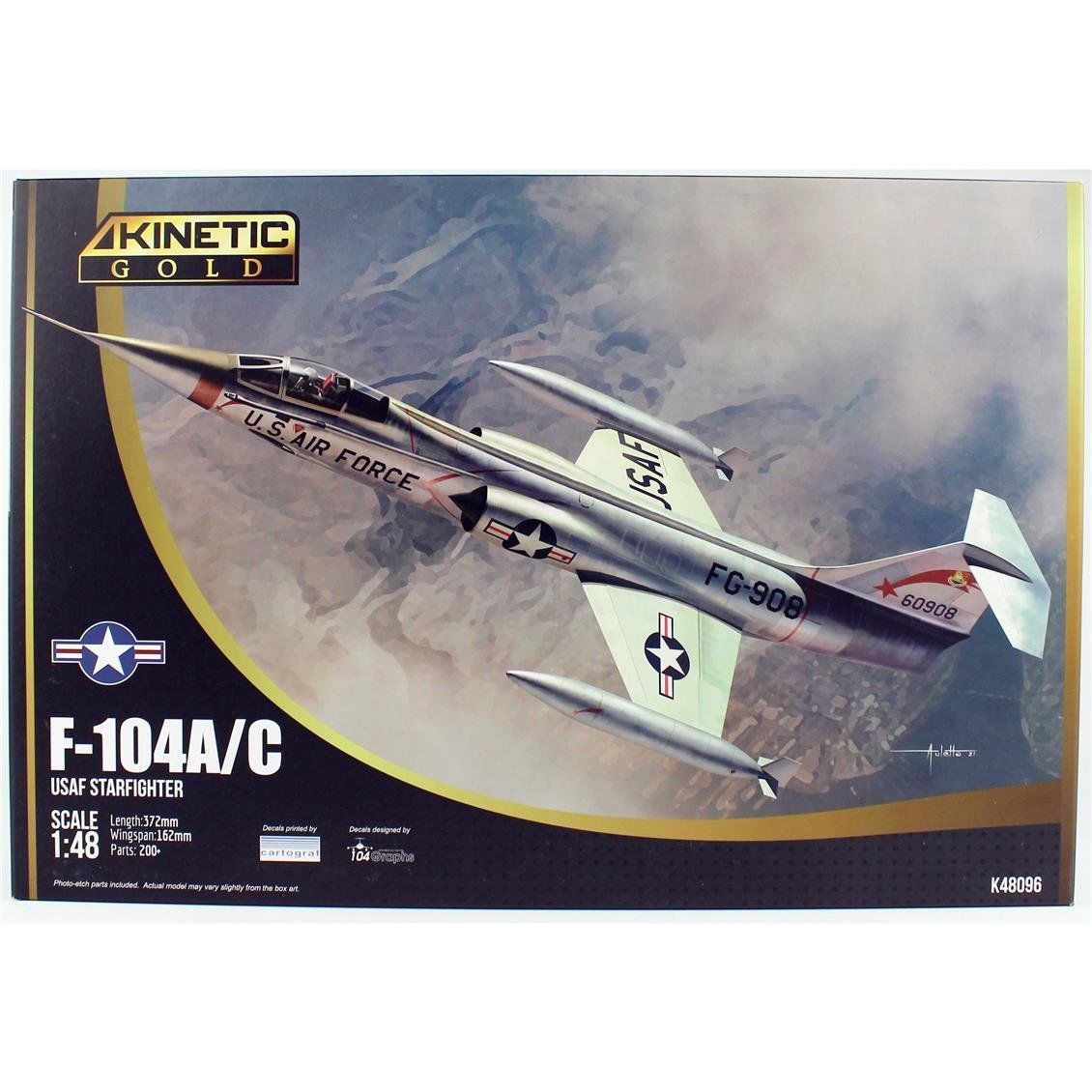 Kinetic K48096 1/48 Ölçek, F-104A/C (USAF Startfighter) Savaş Uçağı, Plastik Model kiti