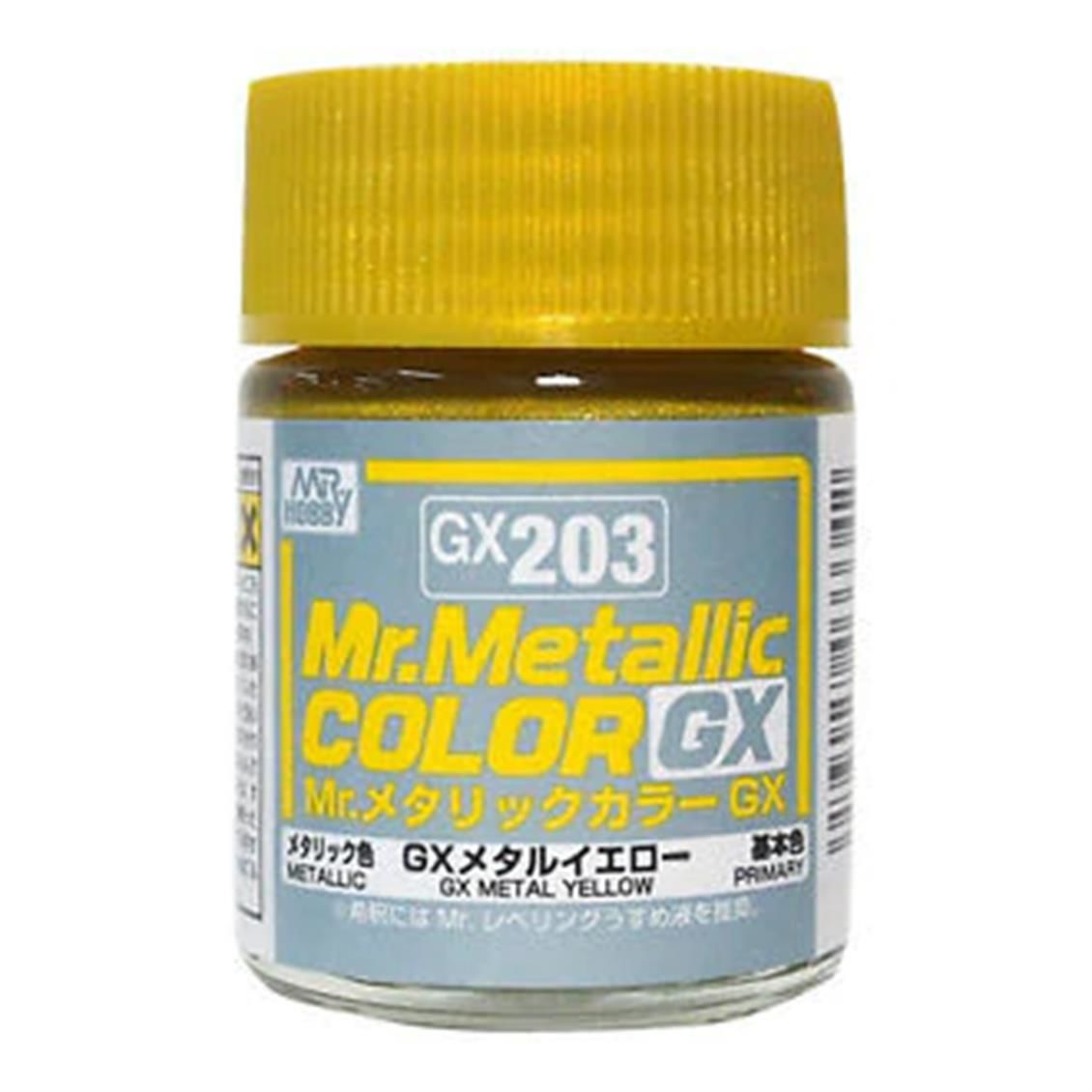 Mr.Hobby GX-203 18 ml. Metallic Yellow, Mr.color Serisi Model Boyası