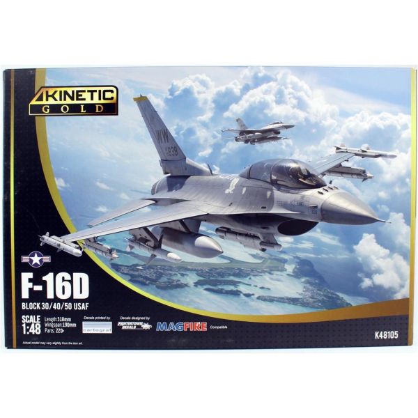 Kinetic K48105 1/48 Ölçek, F-16D Block 30/40/50 USAF Savaş Uçağı, Plastik Model kiti