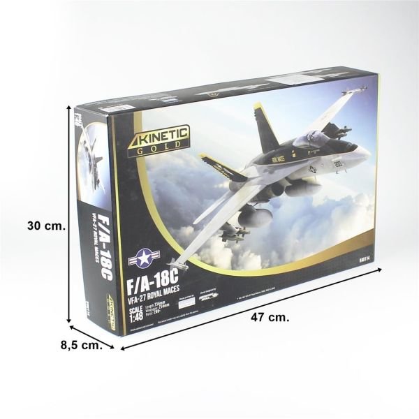 Kinetic K48114 1/48 Ölçek, F/A-18C (VFA-27 Royal Maces) Savaş Uçağı, Plastik Model kiti