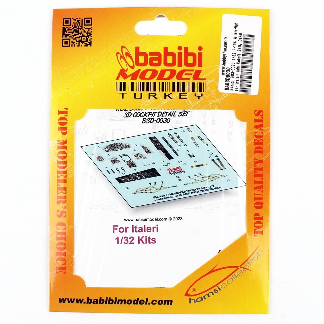 Babibi BD3-0030 1/32 Ölçek, F-104 A Starfighter Italeri İçin Kokpit Seti, Dekal Çıkartma