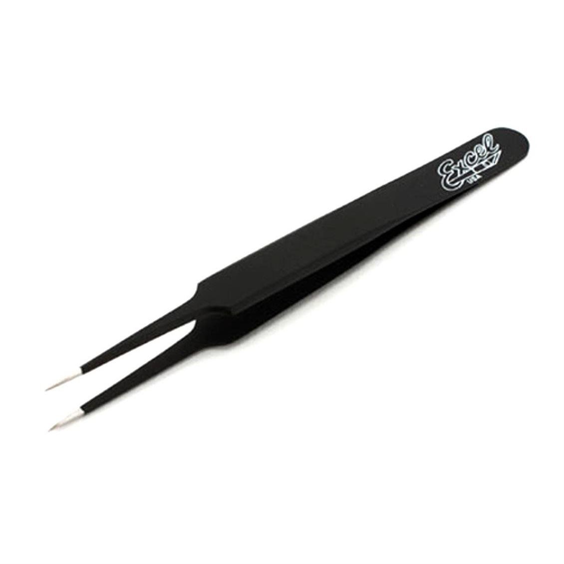 Excel 30421 4.5 İnch Straight Point Tweezers (Black)