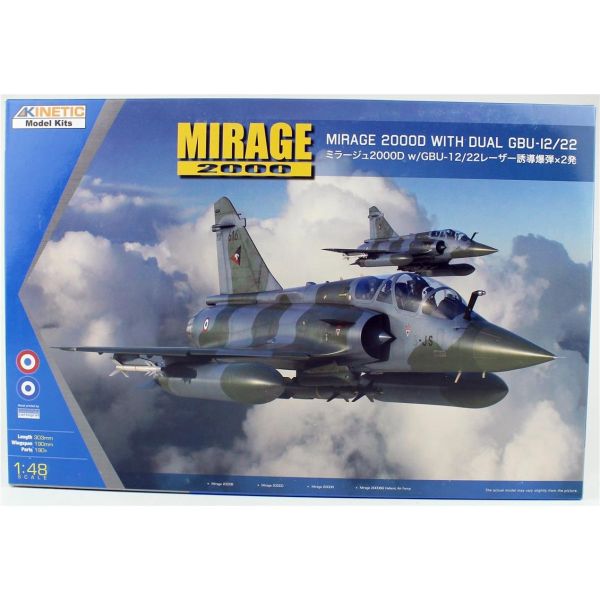 Kinetic K48120 1/48 Ölçek, Mirage 2000D (with dual GBU-12/22) Savaş Uçağı, Plastik Model kiti