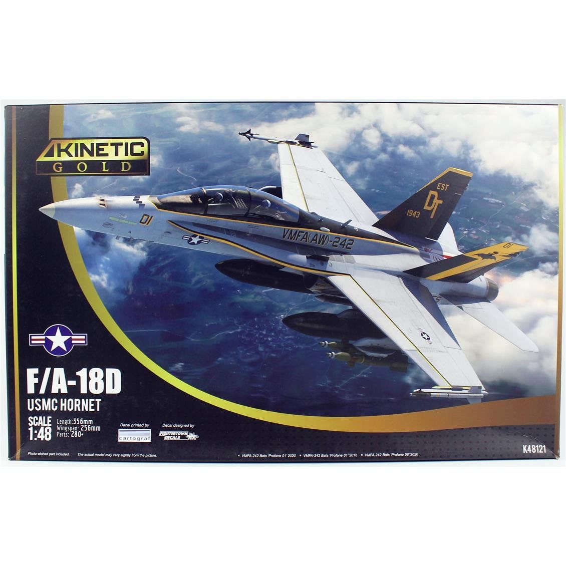 Kinetic K48121 1/48 Ölçek, F/A-18 D Hornet (USMC VFMA-225 w/MF) Savaş Uçağı, Plastik Model kiti