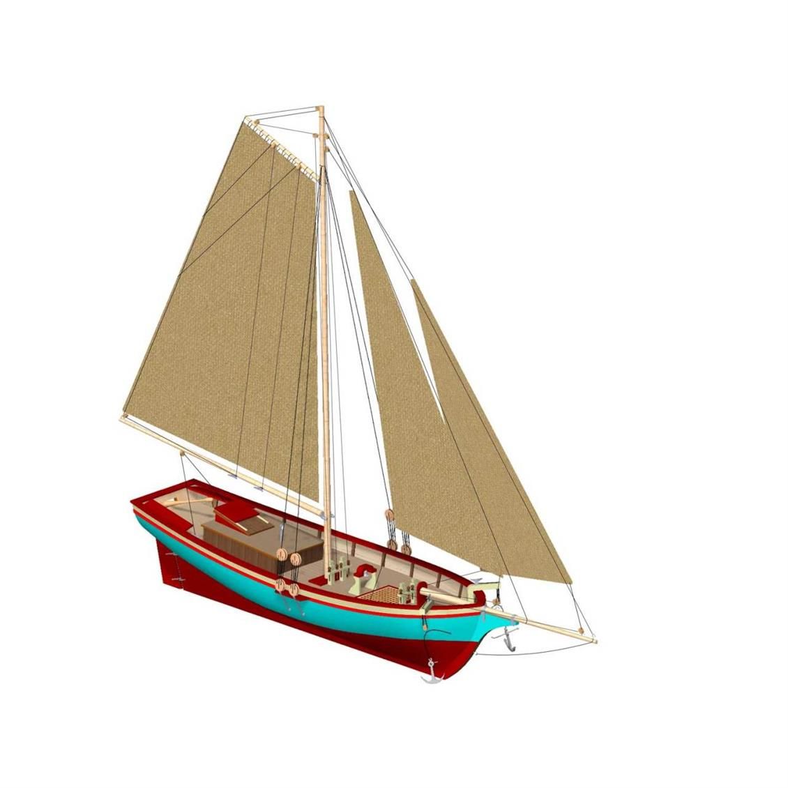 Türk Model 1/50 125 Boğaziçi Kotrası, 52,5 cm. Ahşap Model Kiti