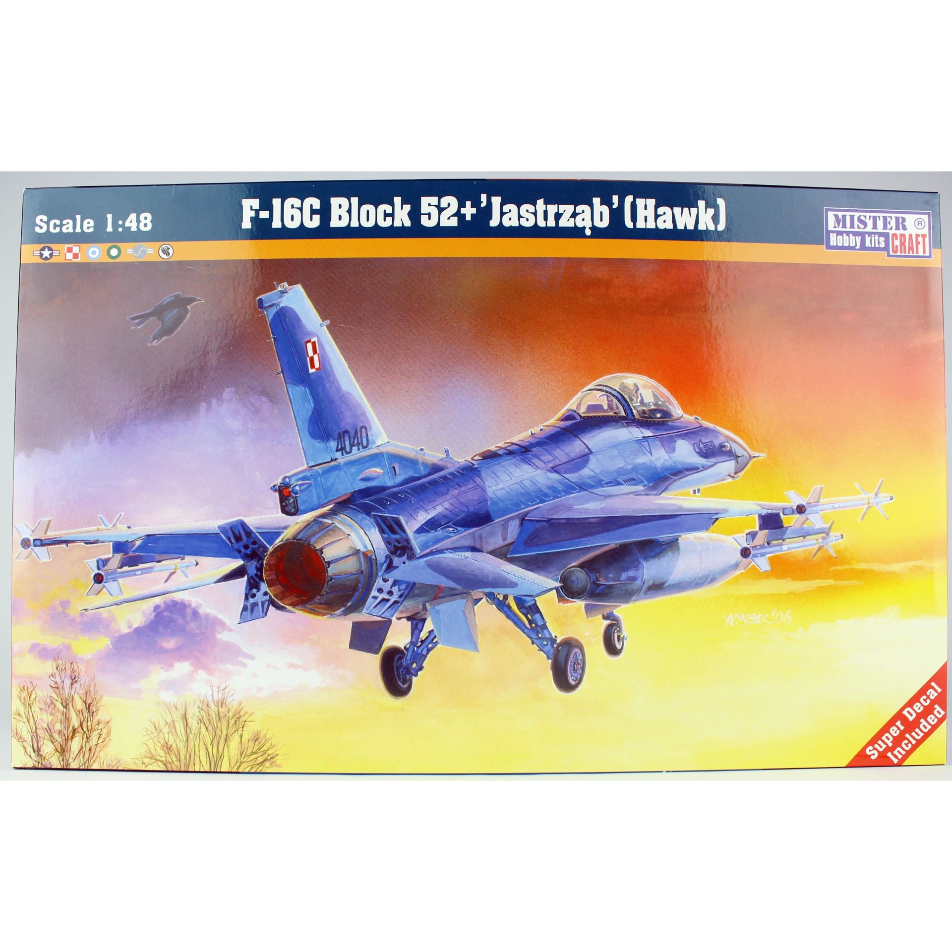 Mistercraft G116 1/48 Ölçek, F-16C Block 52 + Jastrzab (Hawk) Savaş Uçağı, Plastik Model kiti