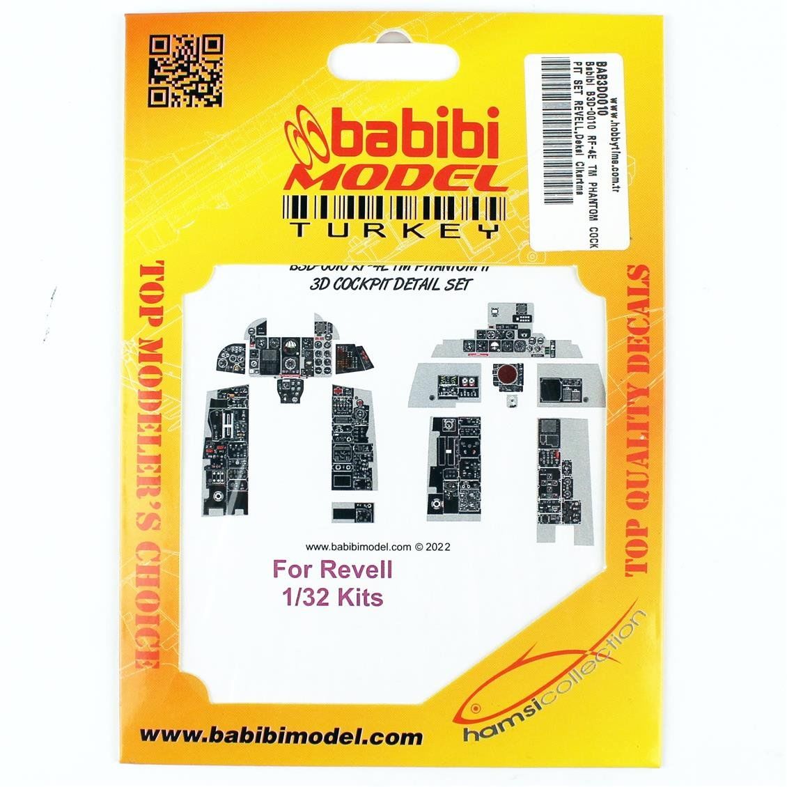 Babibi BD3-0010 1/32 Ölçek, RF-4E TM Phantom Revell İçin Kokpit Seti, Dekal Çıkartma