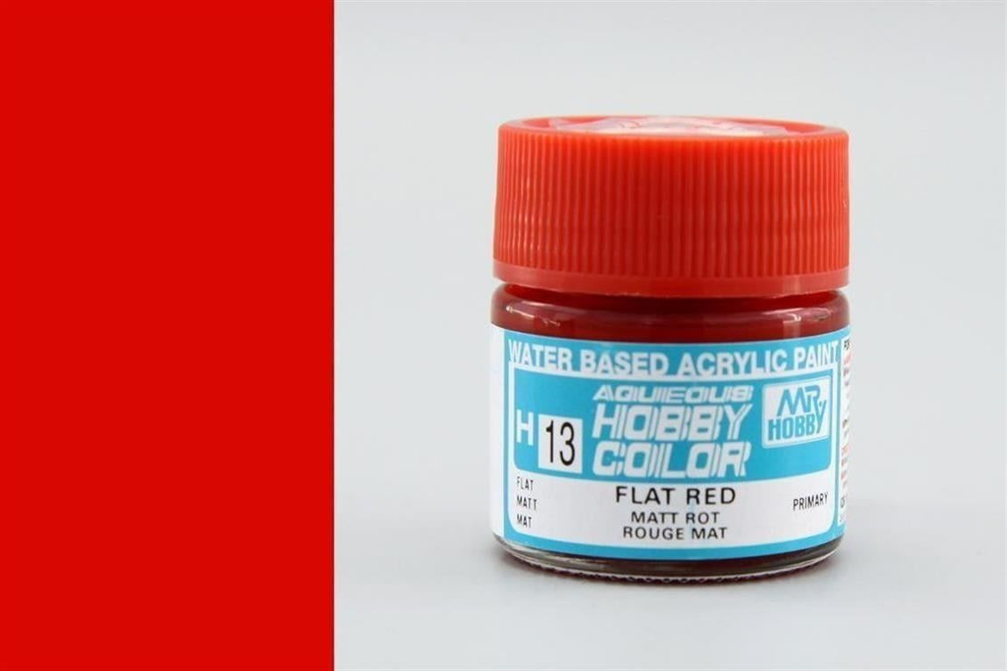 Mr.Hobby H-013 10 ml. Flat Red, Aqueous Serisi Model Boyası